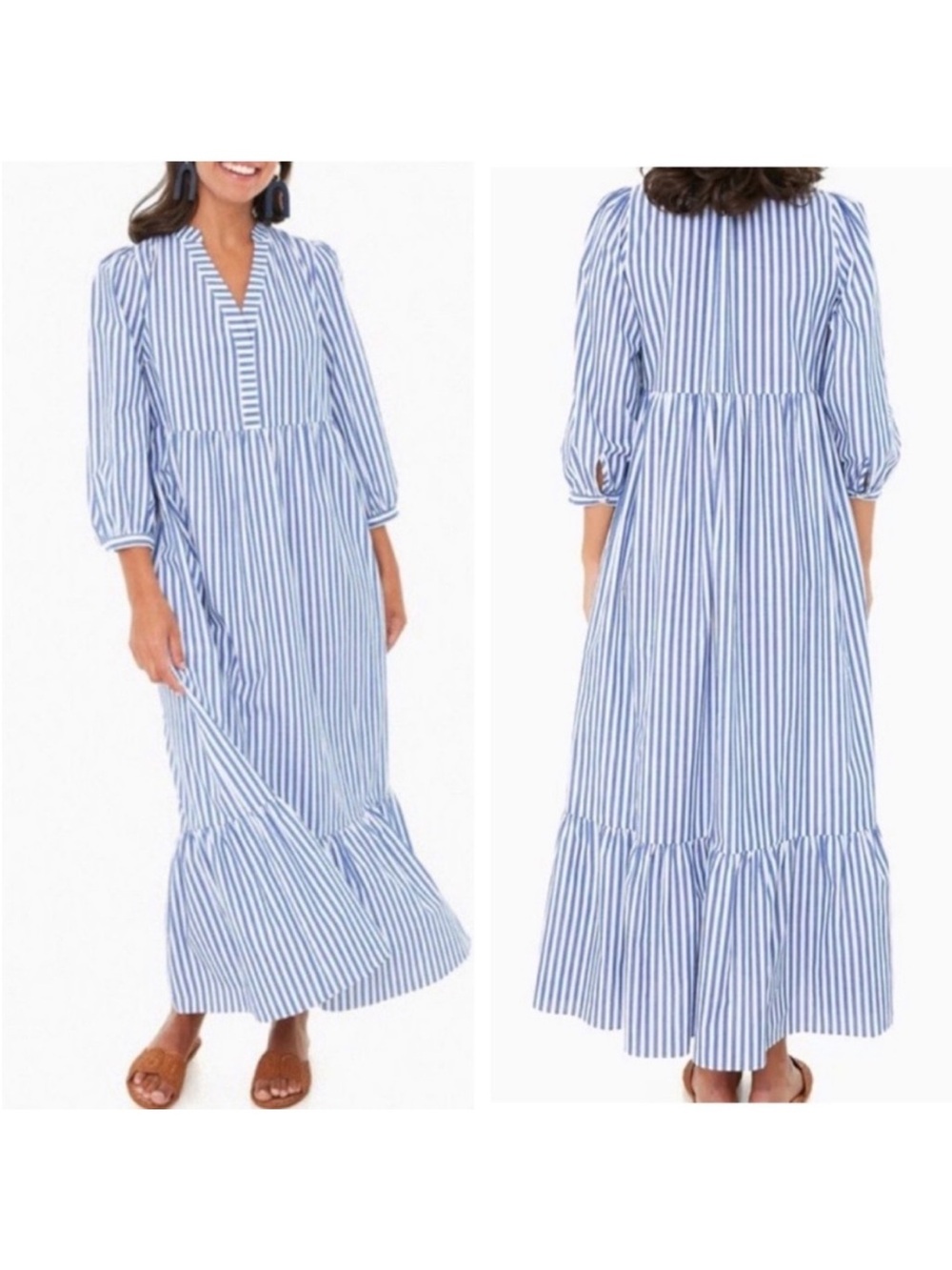 Tuckernuck Pomander Place Serafina Blue & White Striped Maxi Dress Women’s Small